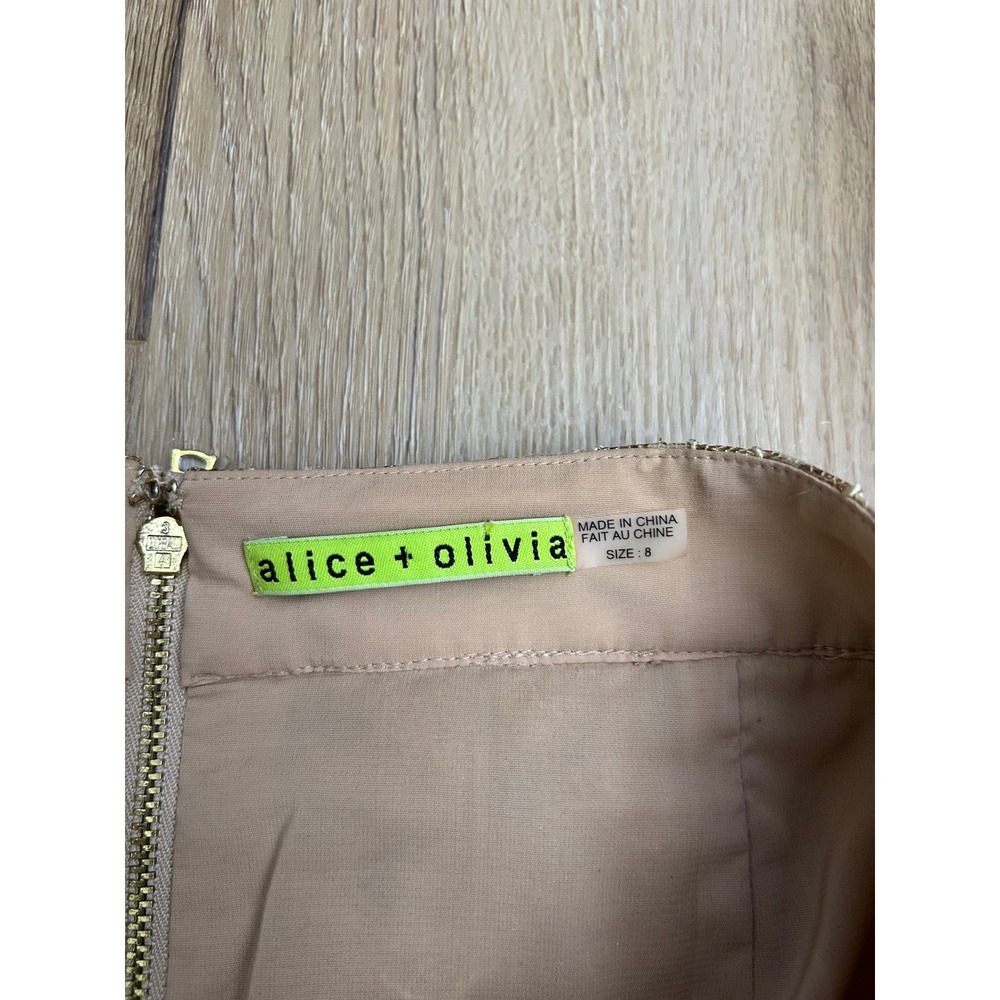 Alice + Olivia Gold Metallic Lace Tiered Ruffle Mini Skirt 8 party goingout - Picture 4 of 7